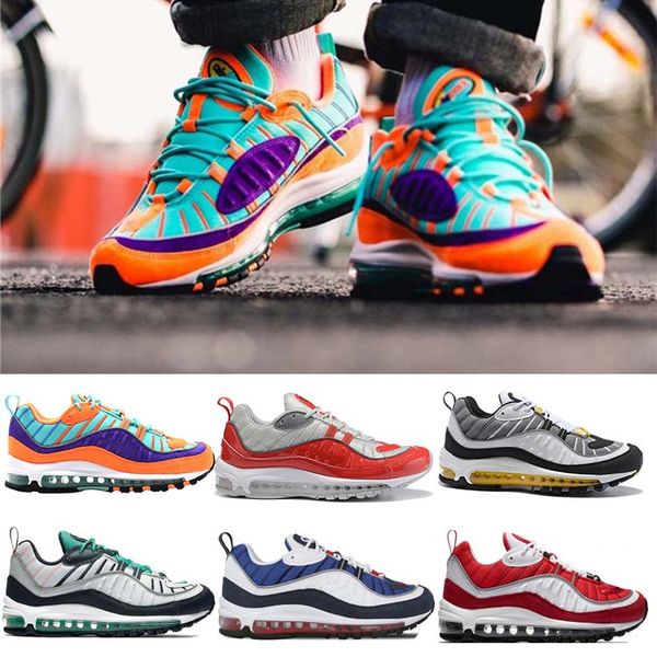 

98 mens running shoes cushion 98s aop cone gundam triple black white tour yellow racer blue men trainers sports sneakers womens tennis, White;red