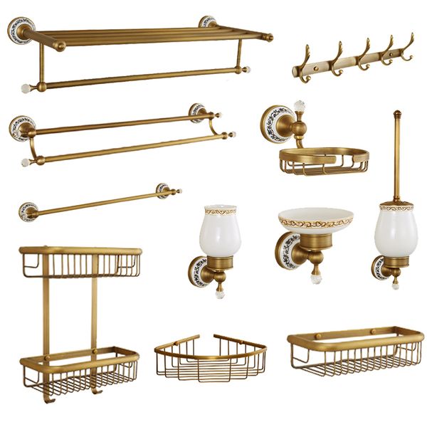 

all bronze antique towel rack blue and white porcelain bathroom accessories european style bathroom hardware suite