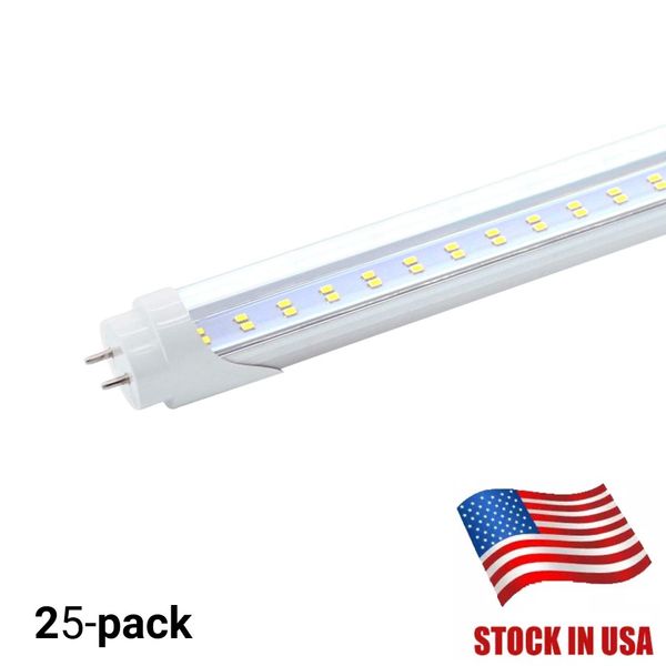 Estoque em US + BI-PIN 4FT T8 LED Tubes Light 28w Double Fil Linhas Frio Branco Cor Substituir Tubo Regular AC 110-240V UL FCC