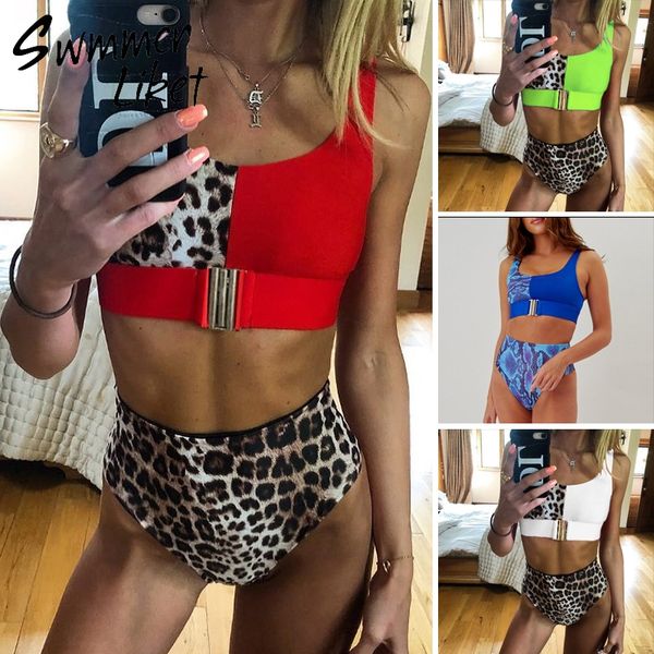 

leopard print bikini 2019 brazilian swimsuit female bathers high waist belt swimwear women two-piece suit new bathing suit