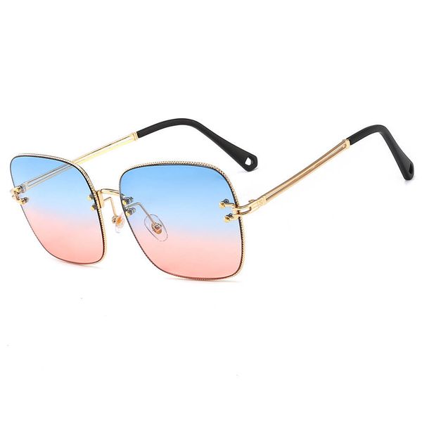 

Spot European and American trend metal punk trend fashion borderless sunglasses men and women retro frames high quality brand design sunglas