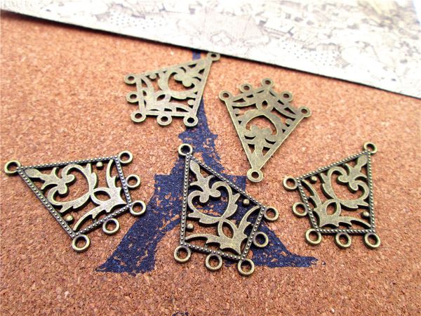 

45pcs--28*37mm antique bronze alloy earring connector charm, Bronze;silver