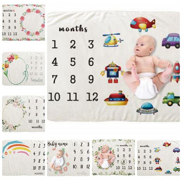 

newborn milestone blankets baby pgraphy background flannel blanket infant 3d printed flower number swaddle swaddling wrap bedroom b7373