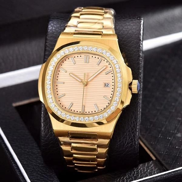 

men's diamond gold watch automatic mechanical stainless steel strap nautilus mens watches luxury watches wristwatch, Slivery;brown
