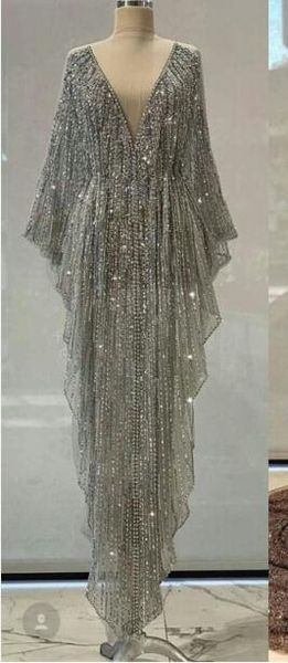 

evening dress youself aljasmi v-neck asymmetrical ankle-length long sleeve the bat petticoats zipper rhinestone crystal sequins, Black;pink