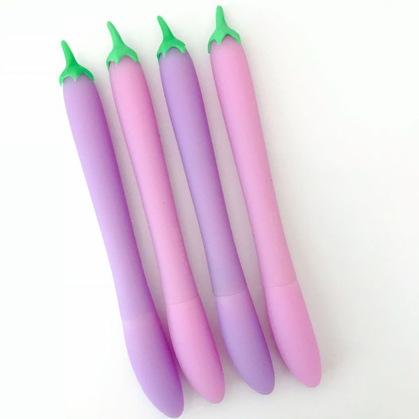 

eggplant silicone gel pen rollerball pen writing pen student stationery school office supply black 0.5mm