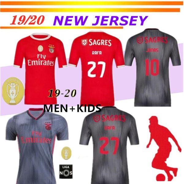

men kids kit 19 20 benfica jonas joao felix soccer jerseys new pizzi seferovic salvio jardel home away football shirts, Black;yellow