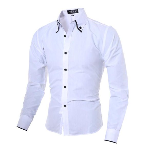 

spring solid color mens designer shirts buttons turn down collar long sleeve mens casual mens apparel, White;black
