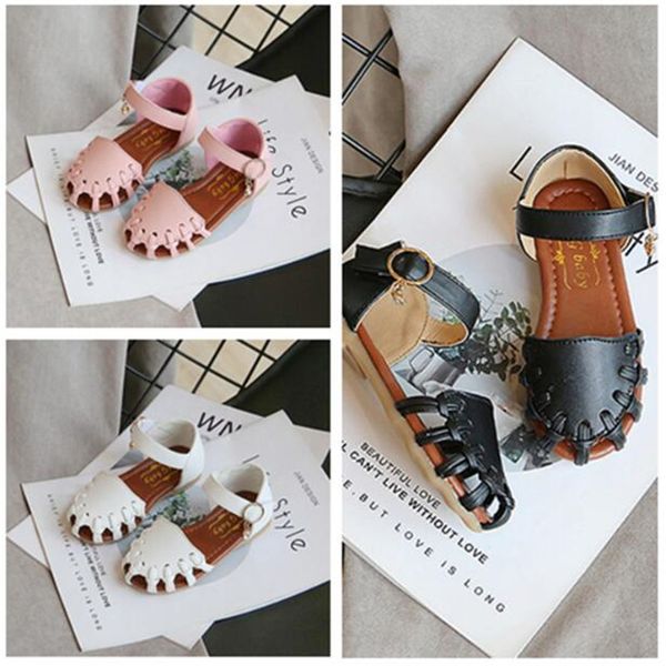 

children's sandals soft bottom baby shoes 2020 summer new small and medium children hollow breathable small leather shoes baby toddler, Black;red