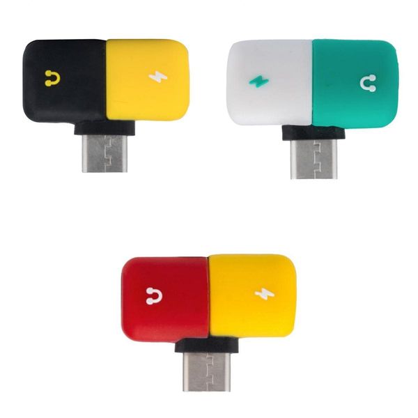 

3 pieces capsule 2 in 1 usb c headphone audio & charger adapter splitter