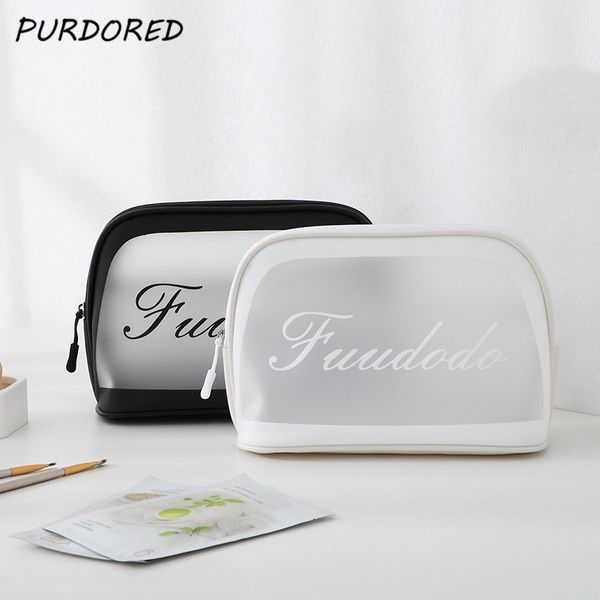 

purdored 1 pc clear women cosmetic bag waterproof zipper makeup case travel transparent makeup organizer pouch toiletry kit bag