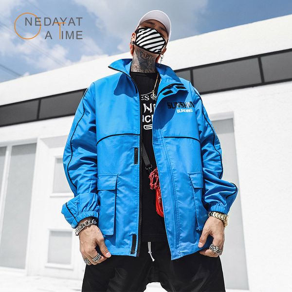 

men's jackets spring autumn hip hop windbreaker jacket mens harajuku red yellow coat zip track streetwear student quality coats, Black;brown