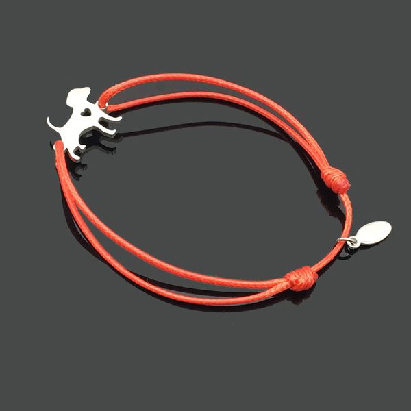 

new dog shape stainless steel charm adjustable cord bracelet stainless steel pendant string bracelet for women, Golden;silver