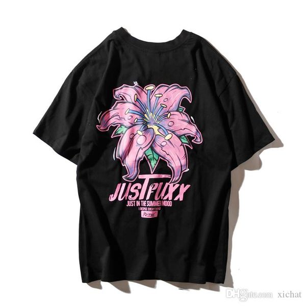 

unique mens flowers printed round neck t shirt brand summer designer short sleeve oversize hip hop casual boyfriend shirt tee ld07, White;black