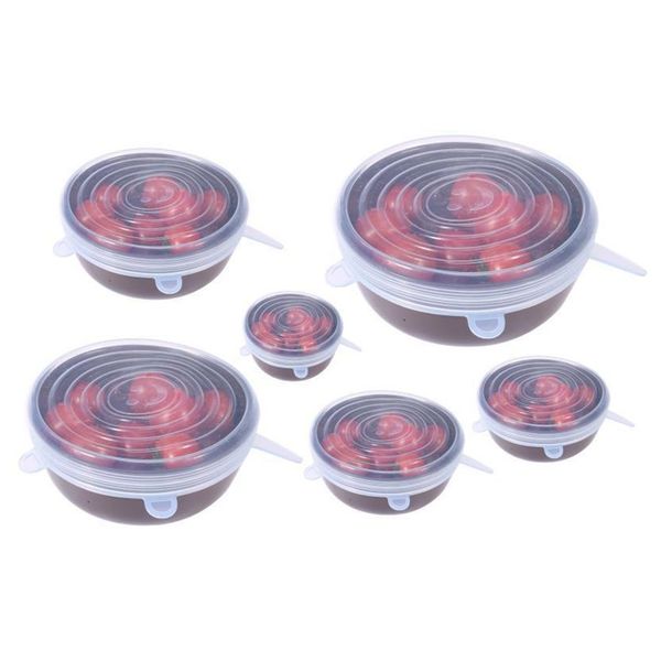 

6pcs kitchen universal accessories silicone reusable wrap bowl pot cover silicone stretch lids cooking cookware tools
