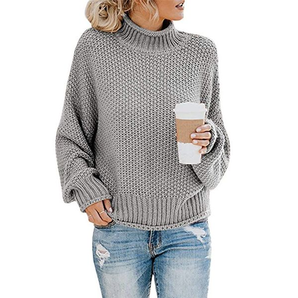 

fashion-womens designer solid color sweater batwing sleeve high collar fashion spring autumn clothes womens casual sweater, White;black