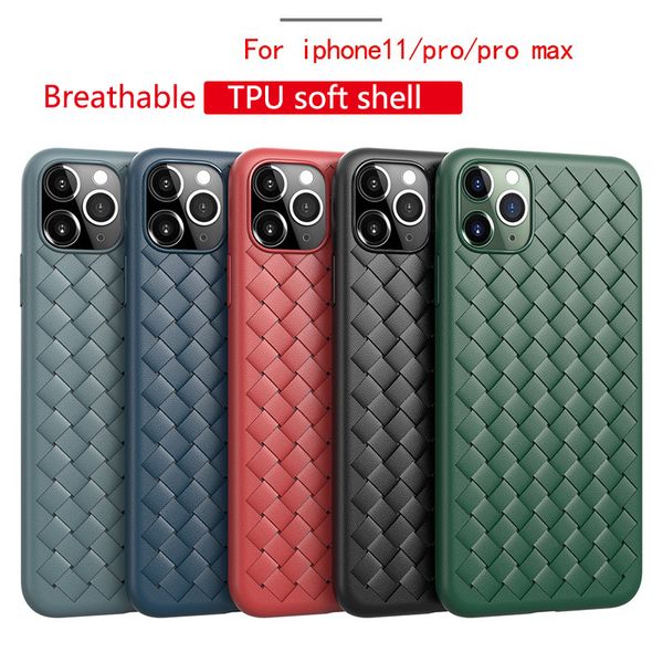 

fashion silicone case tpu grid weaving cases for iphone 11 pro max braided phone case for iphone 6 6s 7 8 plus x xs max soft cover