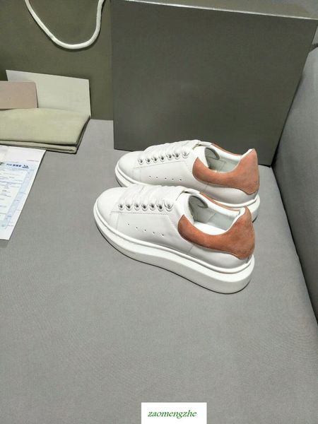 

mc fashion luxury shoe lace up women shoes men leather platform oversized sole sneakers white dark blue lovers shoes, Black