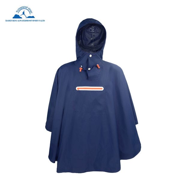 

hooded outdoor raincoat rainwear breathe portable lightweight windproof ripswaterproof rain poncho coat with a pocket, Blue;black