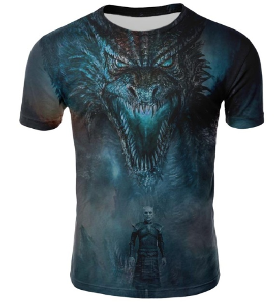

2019 новая мода для мужчин и женщин игра престолов футболка night king dragon 3d печатные футболки повседневная футболка harajuku style stre, White;black