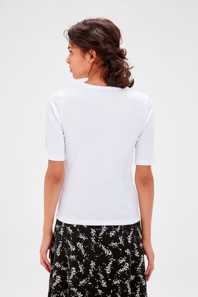 

trendyol ecru ribbed knitted blouse twoaw20bz0273, White