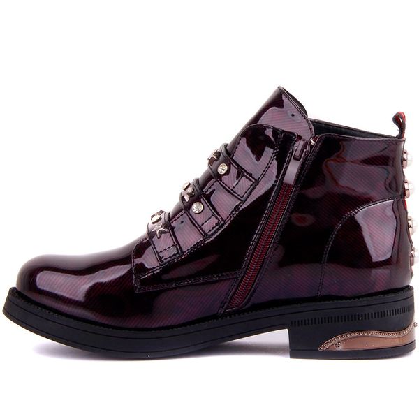 

guja-burgundy patent leather zipper women boots, Black
