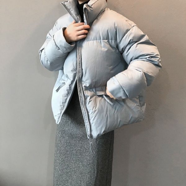 

2019 winter new korean pocket zipper short cotton blouse women's ins cotton coat bakery women winter jacket, Black