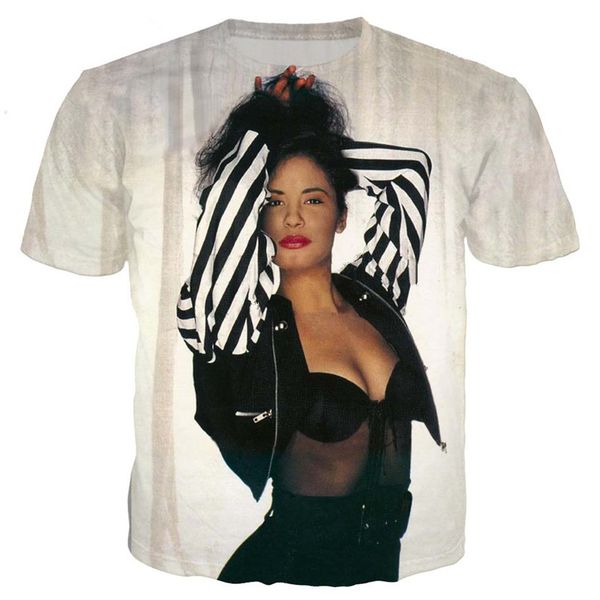 

новые горячие модные футболки латинской музыки selena печатных 3d футболка уличная женщины мужчины футболка повседневная короткие sloeeve ла, White;black