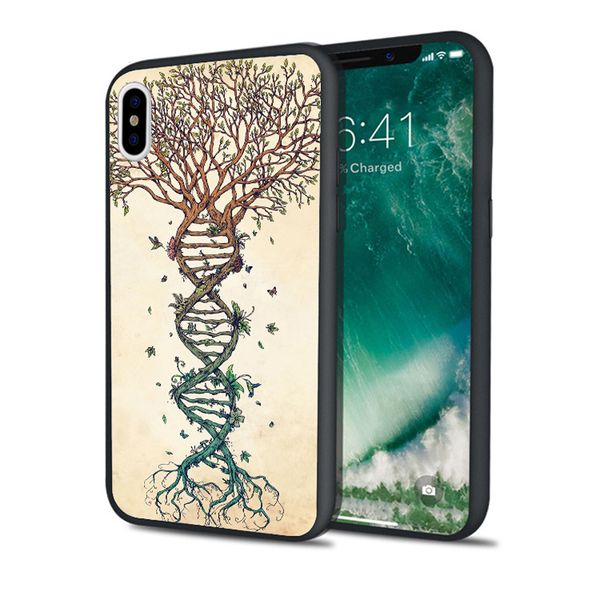 

coque luxury dna tree art phone case for iphone 11 pro xs max xr 8 7 6s plus 5s se 5 case black soft silicone tpu cover.
