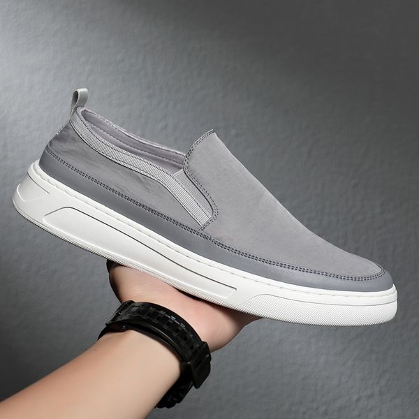 

breathable mens casual shoes slip on fashion retro all-round recreational men's canvas shoes sneakers moccasins men, Black