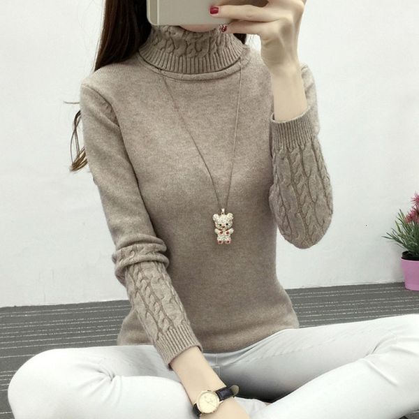 

turtleneck designer sweater winter new thick warm women sweaters pullovers knit long sleeve bottoming female jumper 10 colors 26, White;black