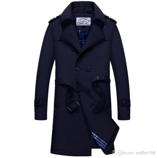 

wholesale 2018 autumn and winter new fashion casual youth men's windbreaker slim thickening plus velvet warm trench coat, Tan;black