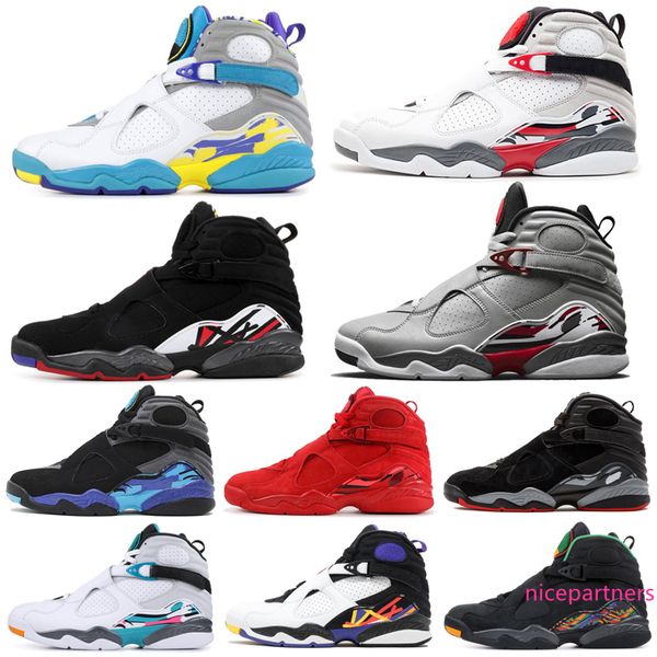 

8 8s men basketball shoes south beach 3m reflective bugs bunny valentines day raid aqua 3peat playoff mens trainers sports sneaker 7-13