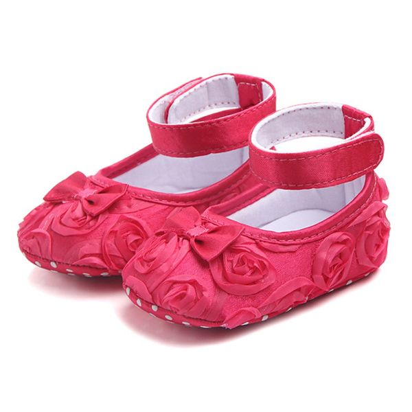 

newborn baby girl crib shoes toddler soft sole rose flower anti slip shoes for 0-24m baby girl first walkers