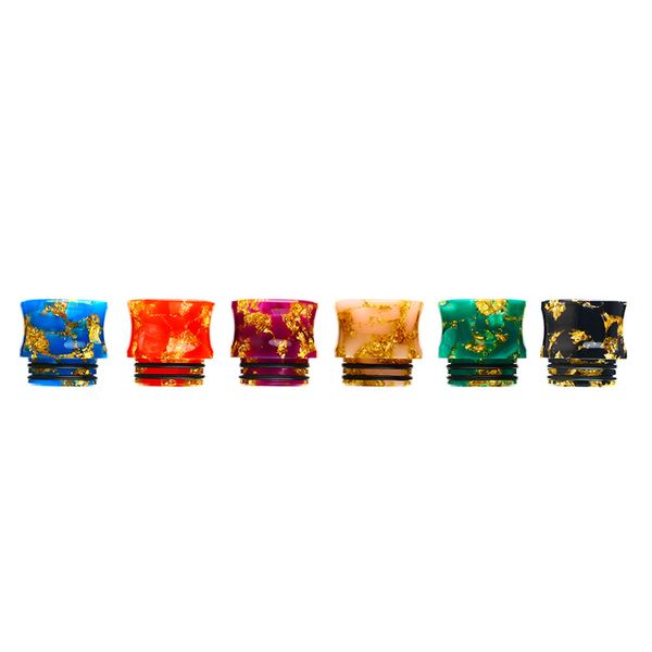 

810 Drip tip Epoxy Resin Shining Gold Flower Wide Bore Shine Mouthpiece vapes smoking accessories DHL Free