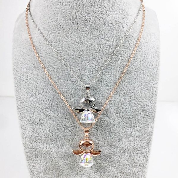 

lovely austria crystal angel pendant necklace silver color chain necklace for women girlfriend gift