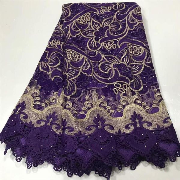 

2020 african lace fabric with stones african embroidery guipure lace fabric for nigerian net women dress 5yard, Pink;blue