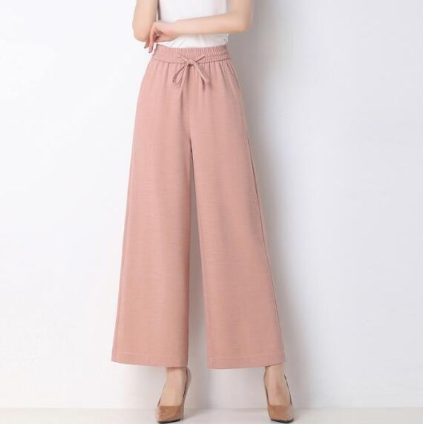 

хлопок лен смесь новая весна осень широкие брюки женщины плюс размер ealstic талия черный бежевый белый красный случайный капри fmz0901, Black;white