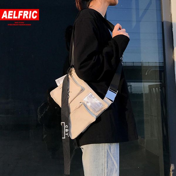 

aelfric hip hop men women canvas tactical shoulder chest rig bags adjustable pockets kanye streetwear functional waist packs bag