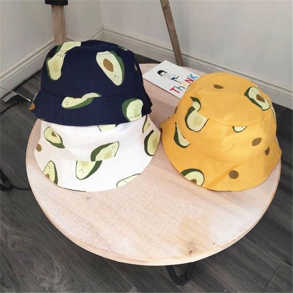 

parent-child hat small fresh literary avocado fisherman hat women summer outdoor parent-child travel visor bucket beanies, Blue;gray