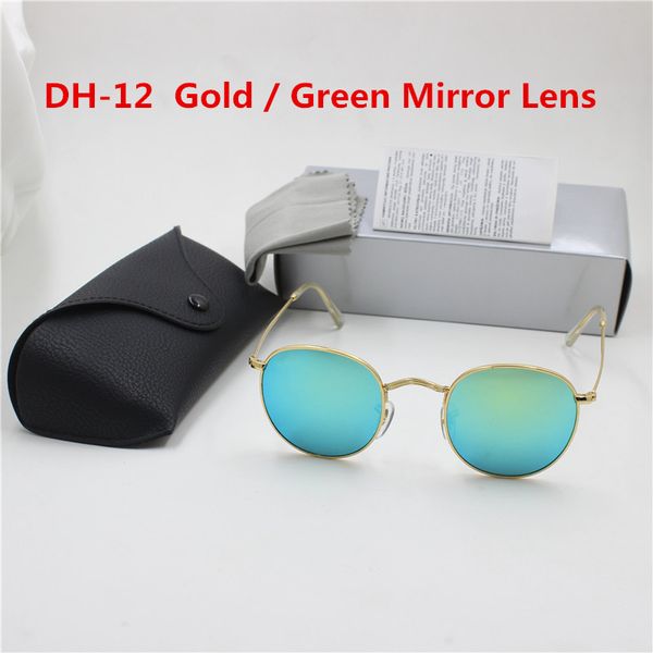 

Yxvaxl fa hion round ungla e de igner brand un gla e gold metal green mirror gla len e for men women with black box