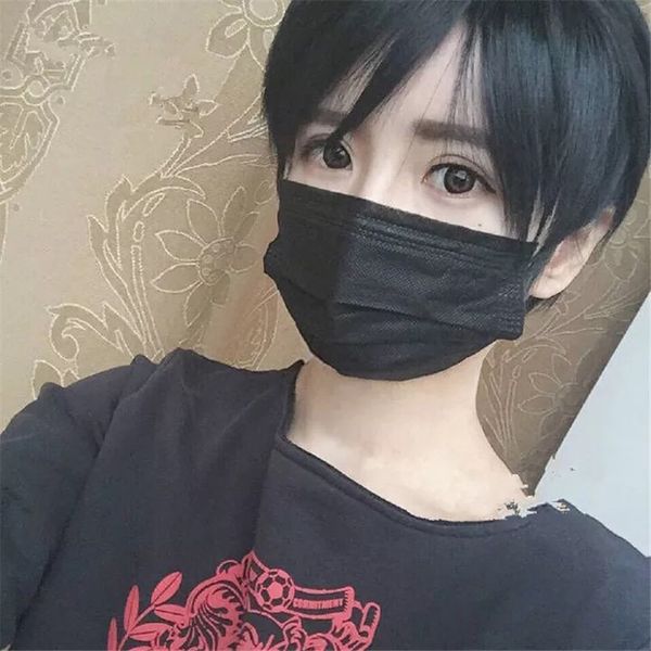 Fashion Asian Style Japanese Side Fringe Balck Straight Short Hair