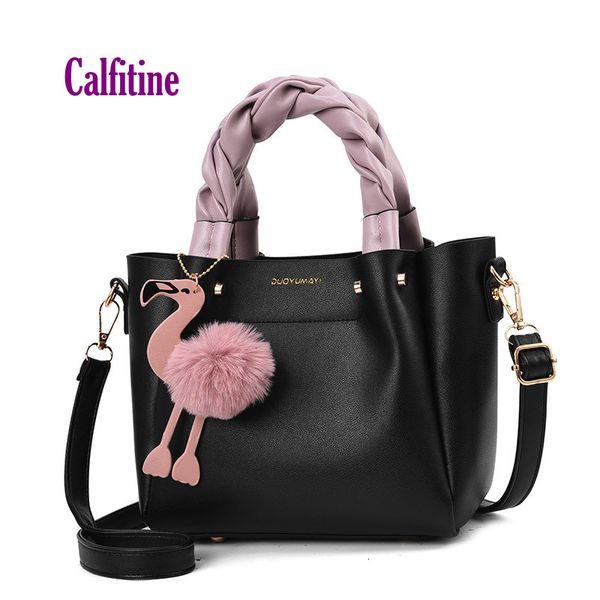 

pu leather hairball tote bag luxury designer bolsa feminina handbag shoulder bags for women