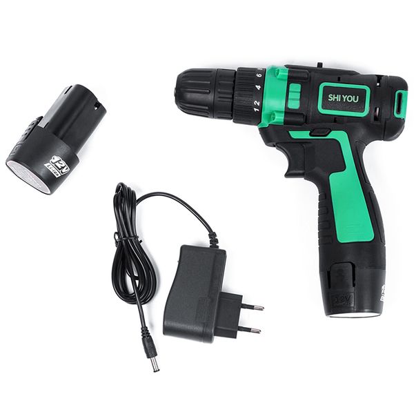 

12v two-way charging drill lithium battery precision electric screwdriver home diy cordless electric drill bit power tool set