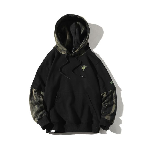 

camouflage hoodies for men spring fashion hoodies men's sweatshirts solid color splice hoodies street style, Black