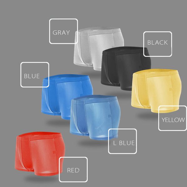 

6 colors men boxer all season ice silk breathable soft health boxer high stretch mid-rise panties plus size 3xl, Black;white