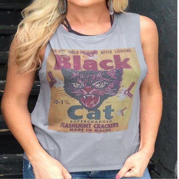 

2020 cat head printed round collar sleeveless t-shirt 2021 2020 cat head printed round collar sleeveless t-shirt 2021, White