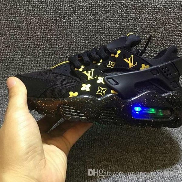 

flash light air huarache kids running shoes sneakers infant children huaraches huraches, Black