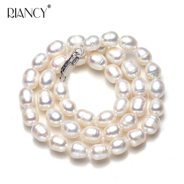 

real natural white pearl necklace freshwater pearl necklace for women birthday gift, Silver