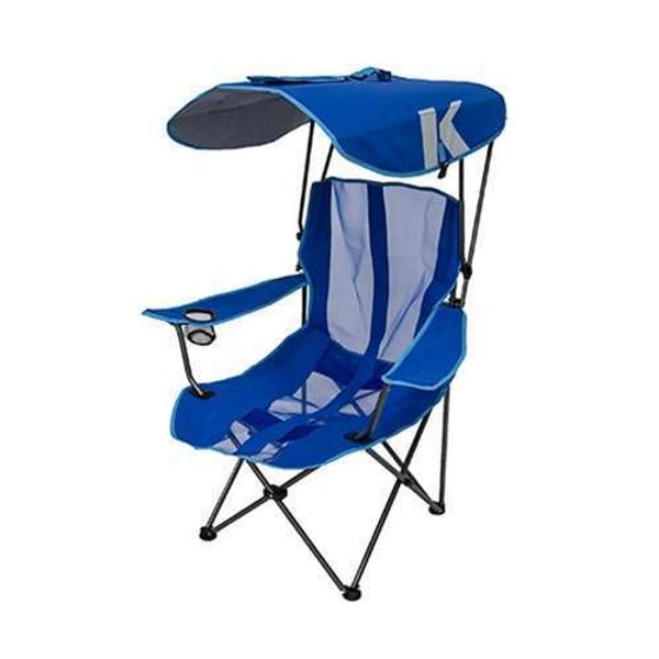 

premium portable camping folding lawn chair with canopy, blue